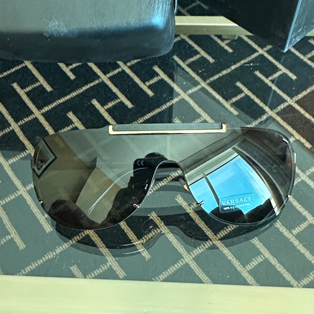 Versace Black and Gold Men's Aviator Sunglasses